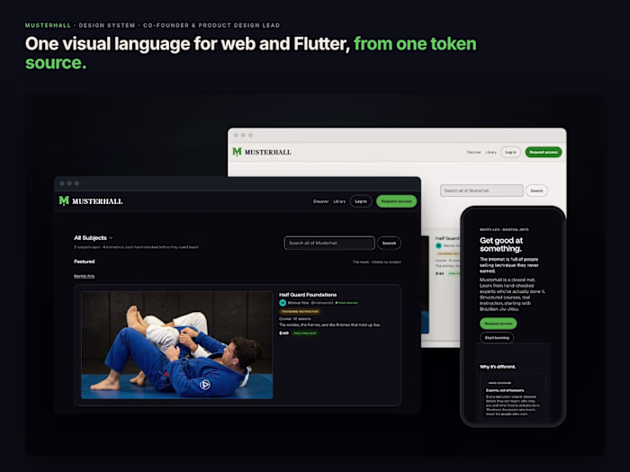 Musterhall Design System: Web + Flutter Tokens
