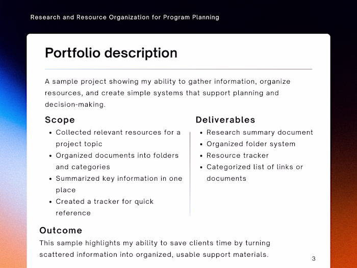 I supported program planning by