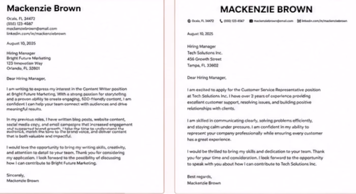 Cover Letter Examples