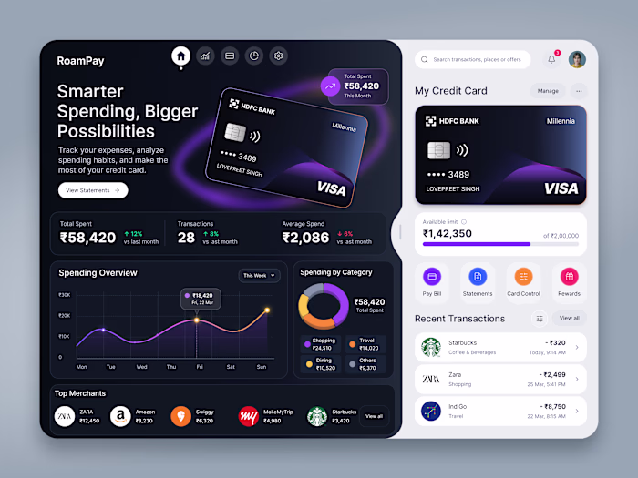 RoamPay — Fintech Dashboard &