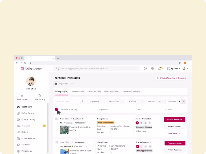Redefine Seller transaction process using the Kanban system