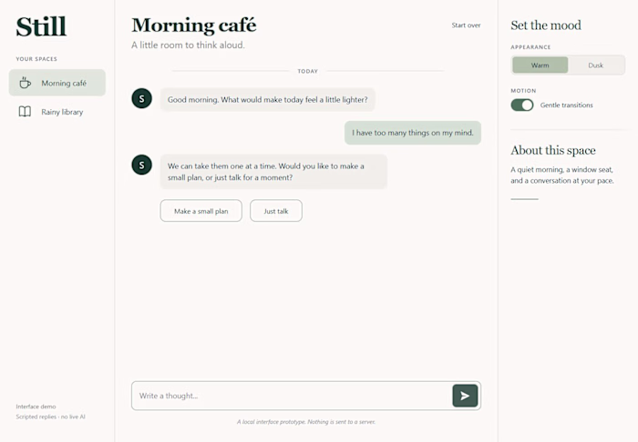 Still — Responsive Conversation UI Demo