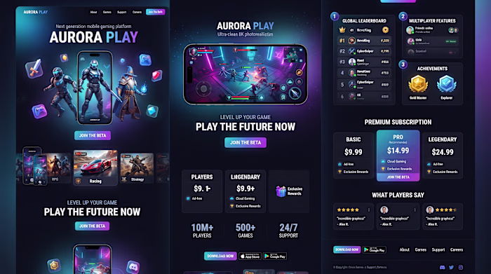 Premium Mobile Gaming Platform UI Design