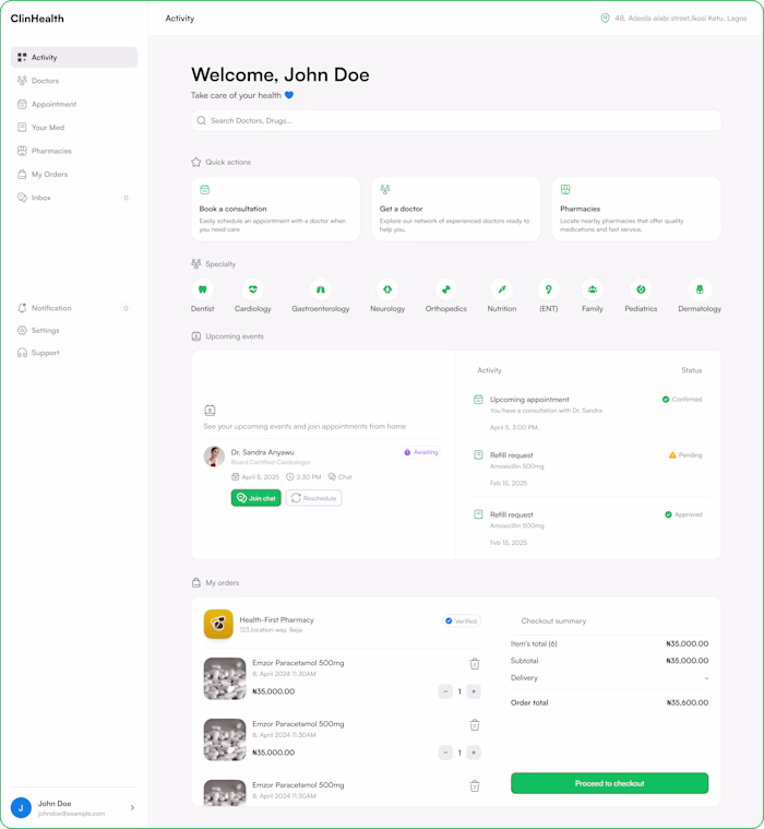 Integrated Telemedicine and Pharmacy Platform Development