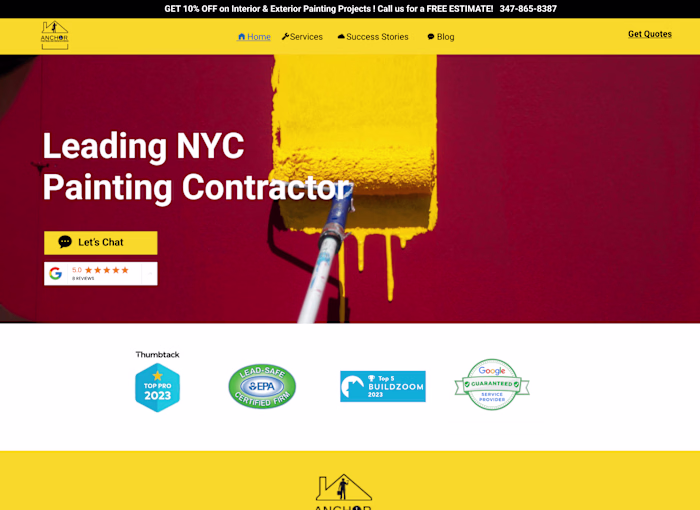 Leading Painting company website redesign