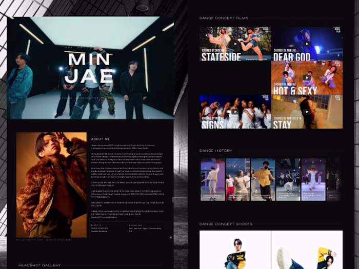 MinJae — Dancer Portfolio Website