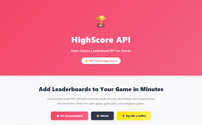 Just launched an open-source Leaderboard API for game develo...