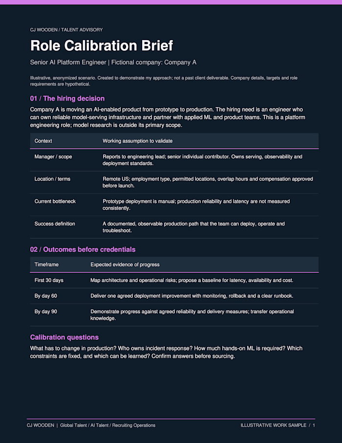 Role Calibration Brief