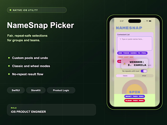 NameSnap Picker — Fair Decisions in SwiftUI