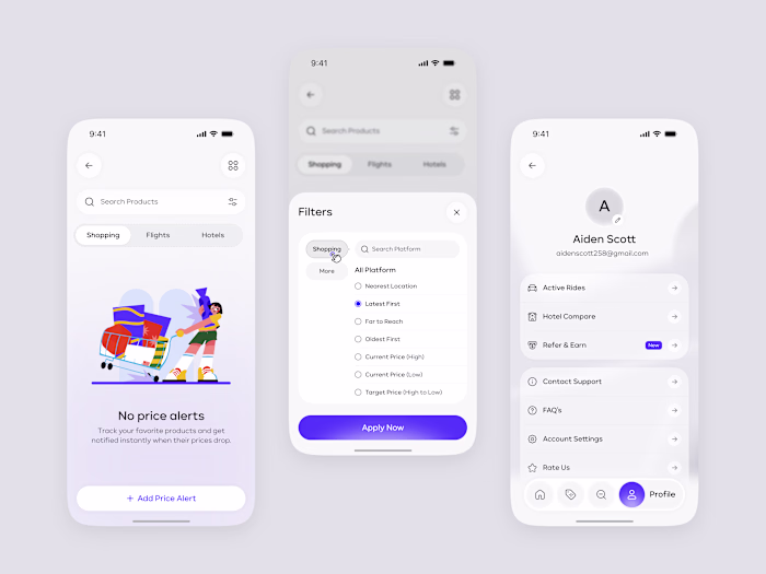 AI Shopping & Price Tracker App UI Design