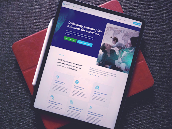 Contemporary look for a pensions website.
