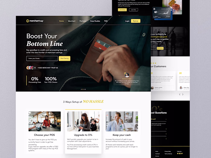 Modern Marketing Website Design for Merchant Savings Platform