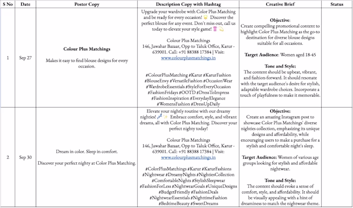 Social Media Content Planner/Calendar