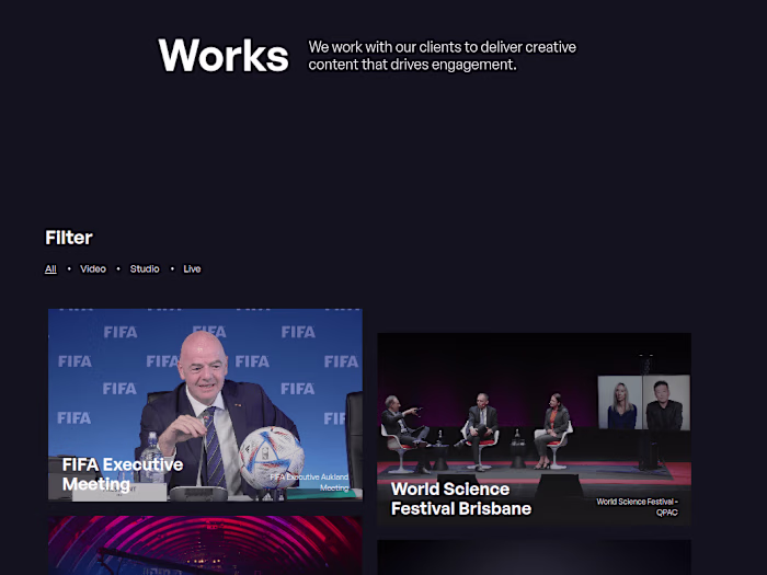 Webflow page for a Studio