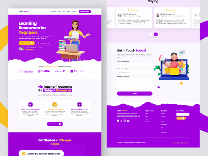 Subject Education Resource Website UI/UX