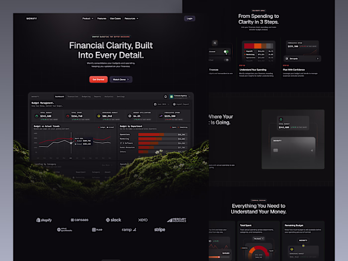 Monify Budget Management Landing Page Design