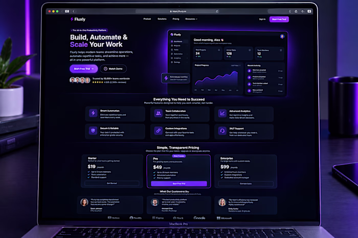 Framer Concept Design for Fluxly,