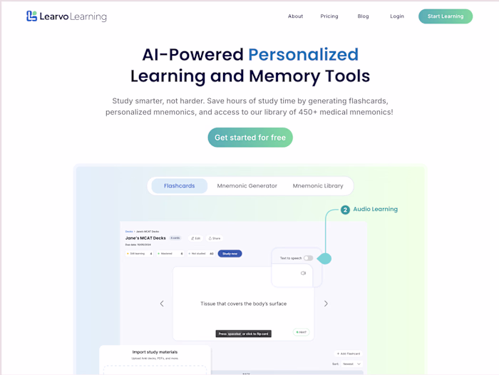 Learvo AI-Powered Mnemonic Generator and Learning Web App