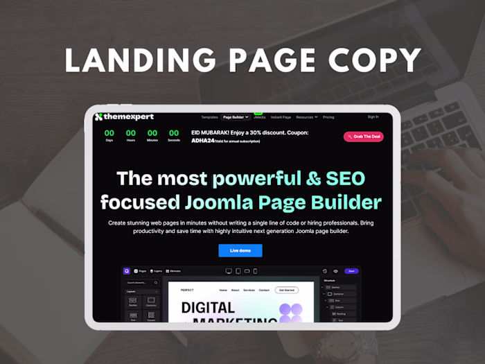 Landing Page Copy Overhaul for Joomla Page Builder Company