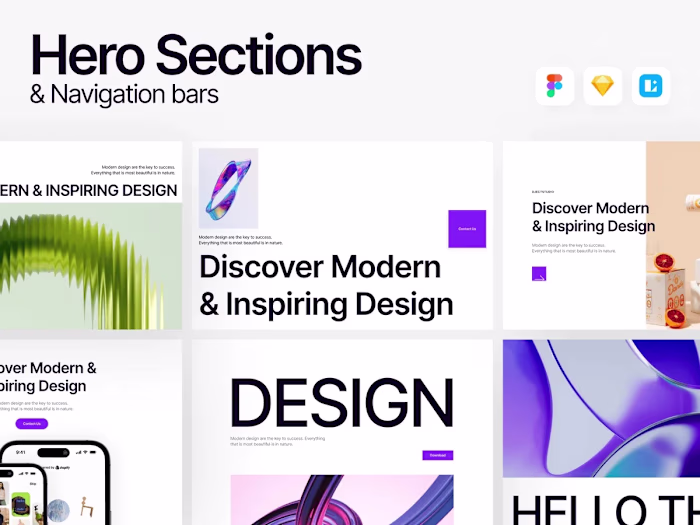 Liuny: Hero Sections & Navigation Bars for Figma