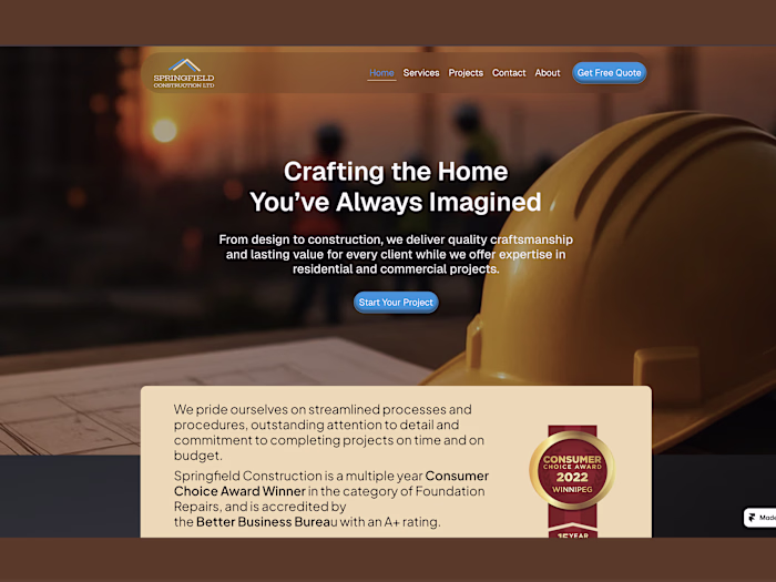 Springfield Construction Website Upgrade