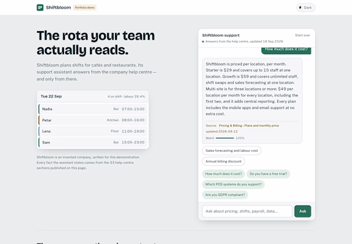 Support assistant that never invents an answer