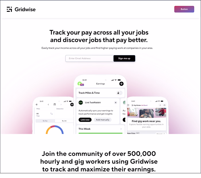 Gridwise Landing Page Mockup (Figma UI Design) A high-fideli...