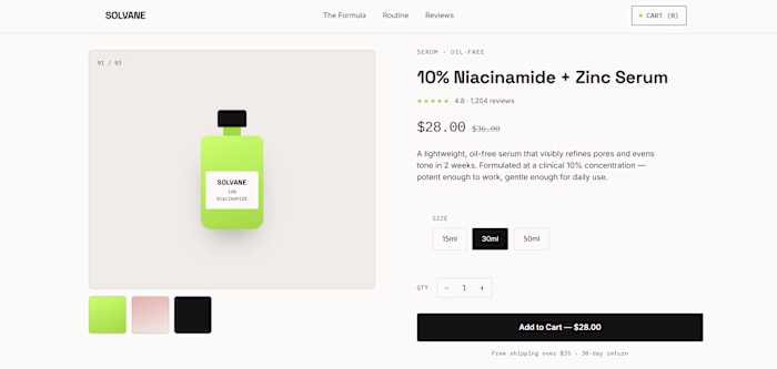 Product landing page