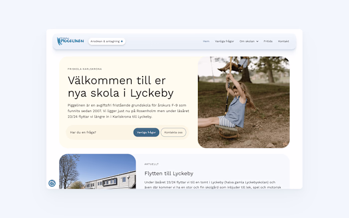 Design & Webflow for Swedish independent school Piggelinen