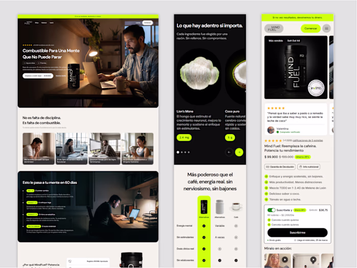 I redesigned MindFuel´s Ecommerce Store