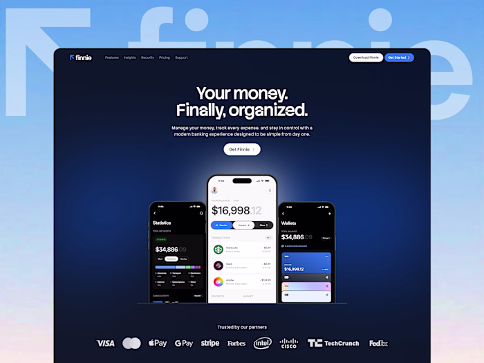 Finnie’s new landing page was