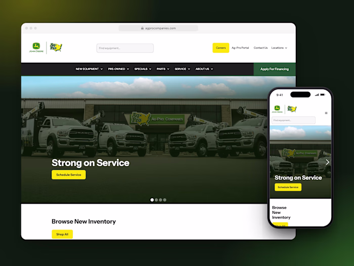 Ag-Pro Companies | Webflow Site for a Major John Deere Dealer