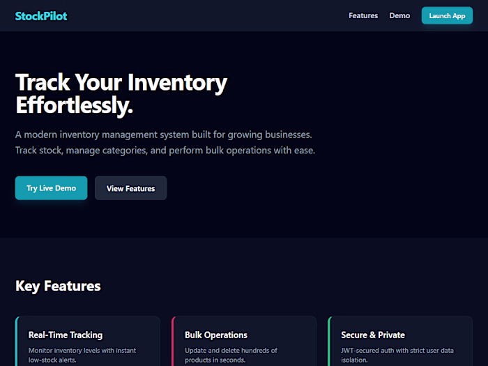 StockPilot Landing Page