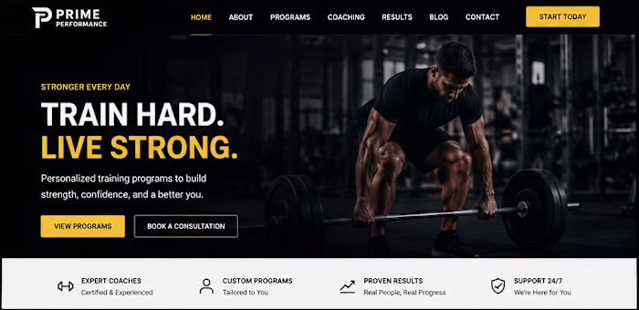 Created a modern fitness website