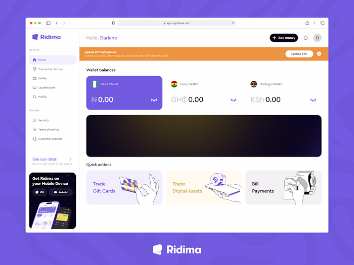 Ridima Web App - All-in-One Nigerian Fintech Platform