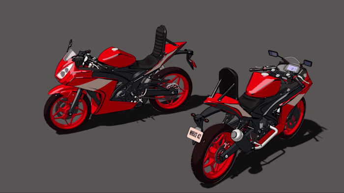 Game-ready cel-shading motorbike
