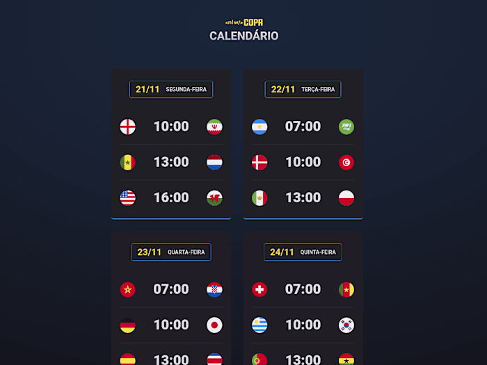 World Cup calendar