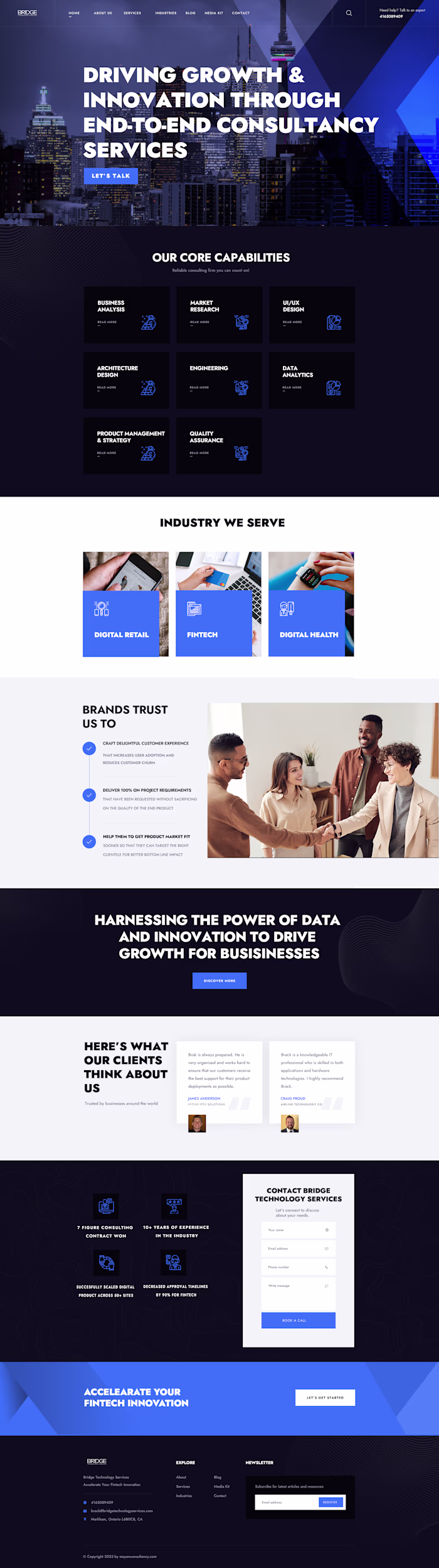 Redesign of Bridge Technology Services Website