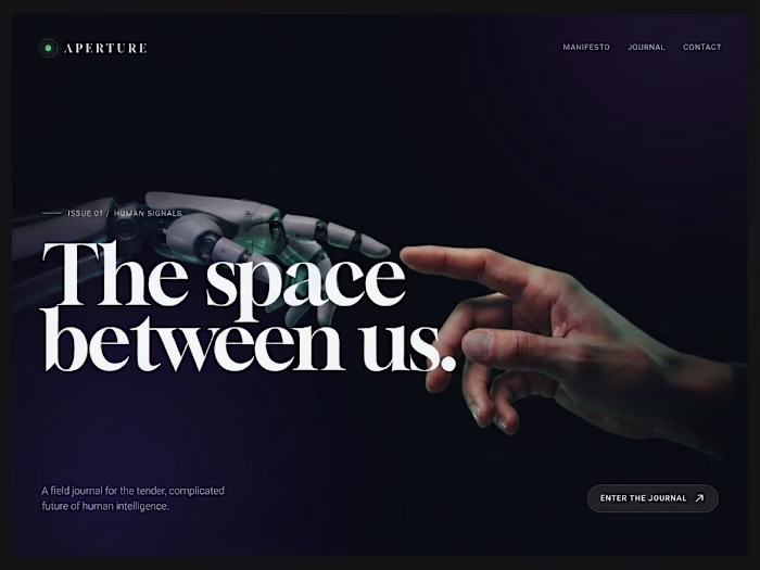 Designed Aperture, Hero page exploring the relationship betw...