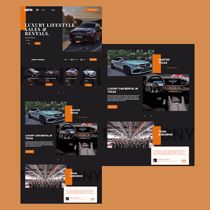 Landing page design for an online car rental