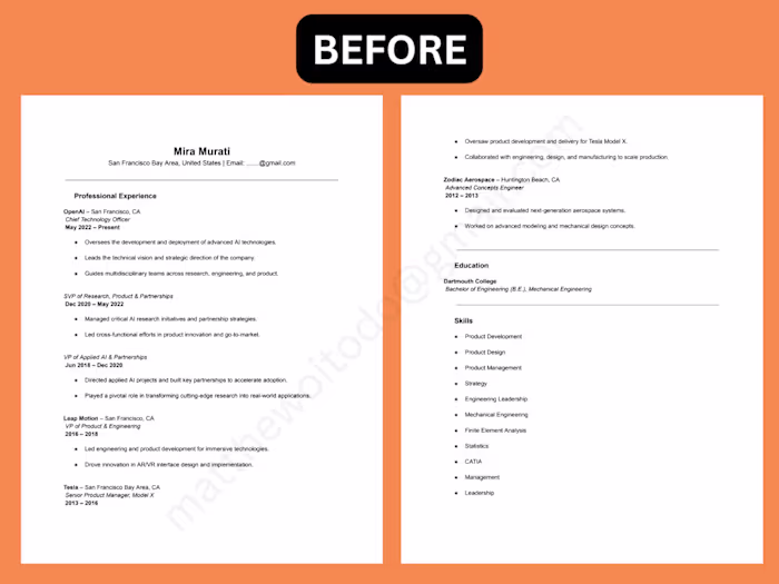 Resume Enhancement for Technology Leadership