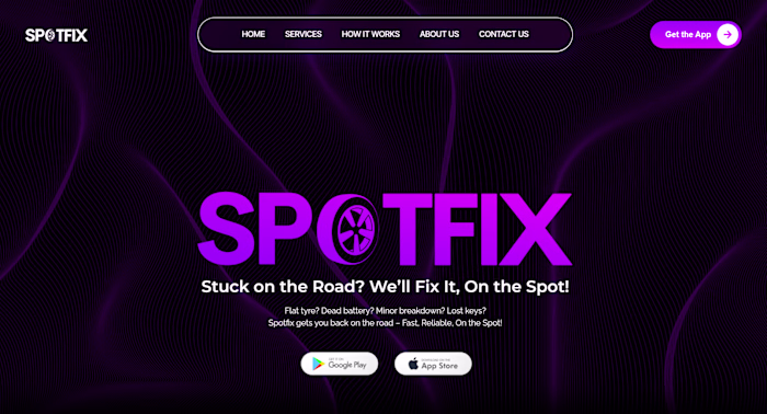 Spotfix – App Landing Page for On-Demand Vehicle Repair Services