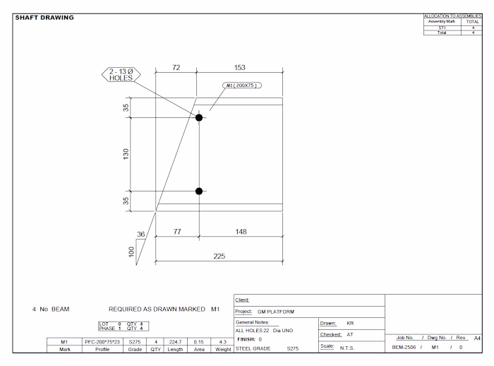 Structural Steel Shop Drawings –