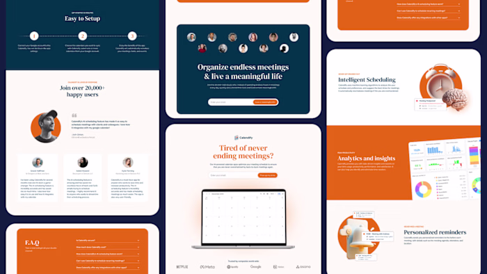 Landing Page design for a Smart Calendar App.