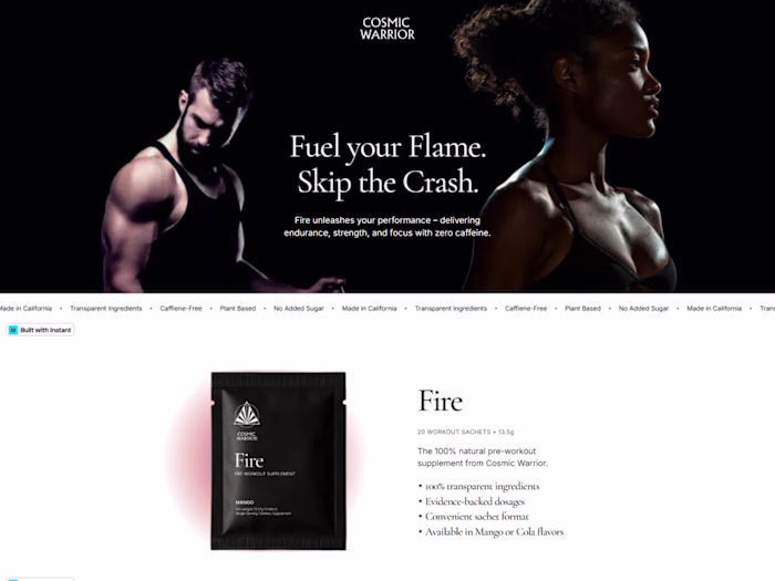 Cosmic Warrior Homepage Development in Instant.so