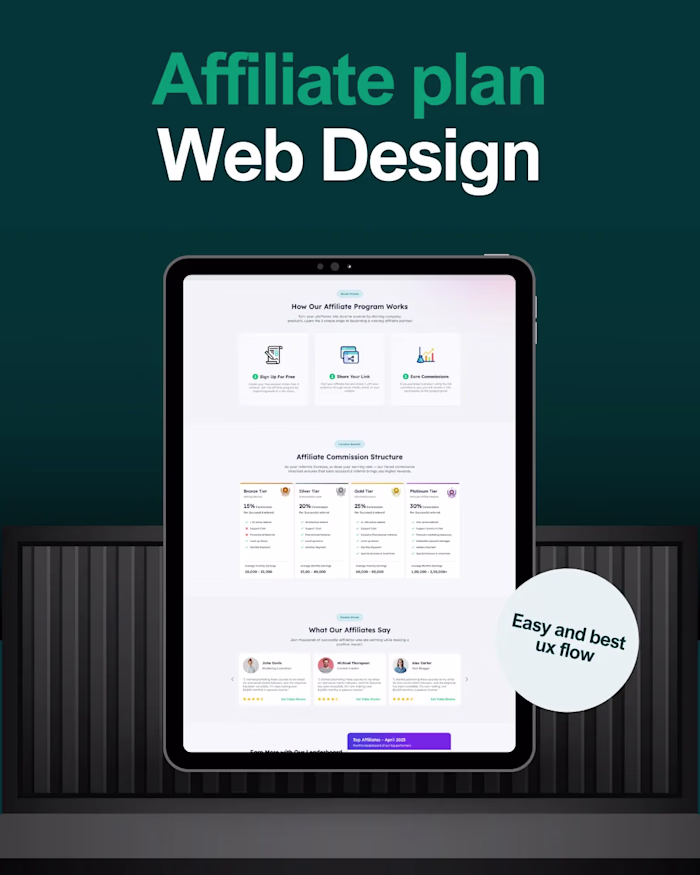 Affiliate Program Landing Page UI Design