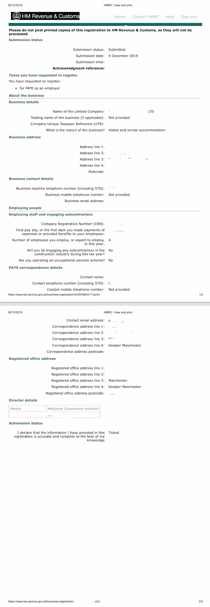 PAYE registration