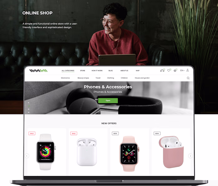 An online marketplace: UI/UX design / development / App 