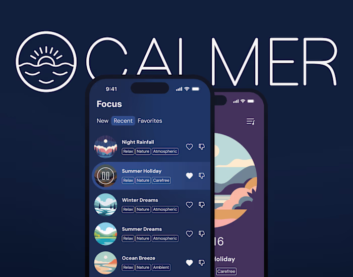 Calmer Focus Music App — Product & UI/UX Design