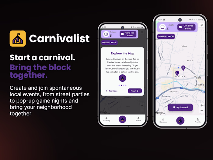 Carnivalist is a location-based social